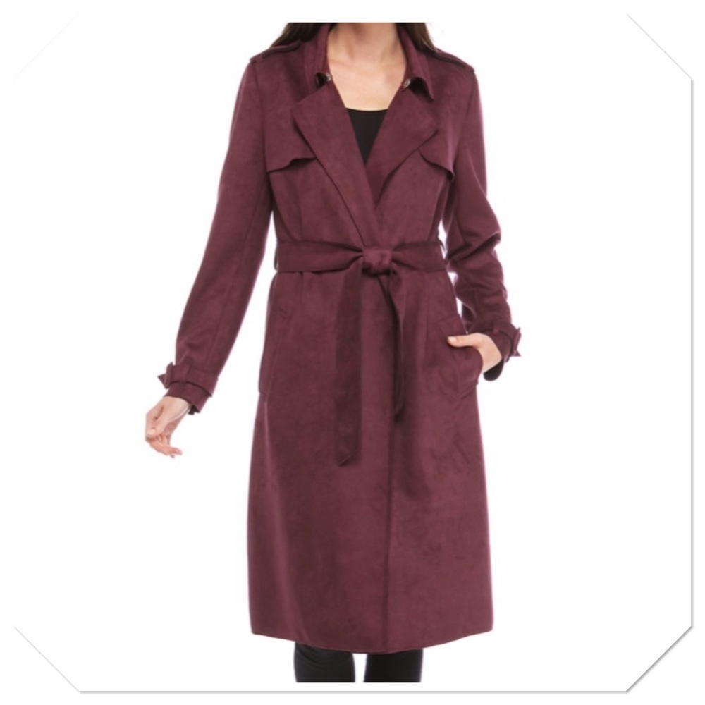 Washable suede trench coat